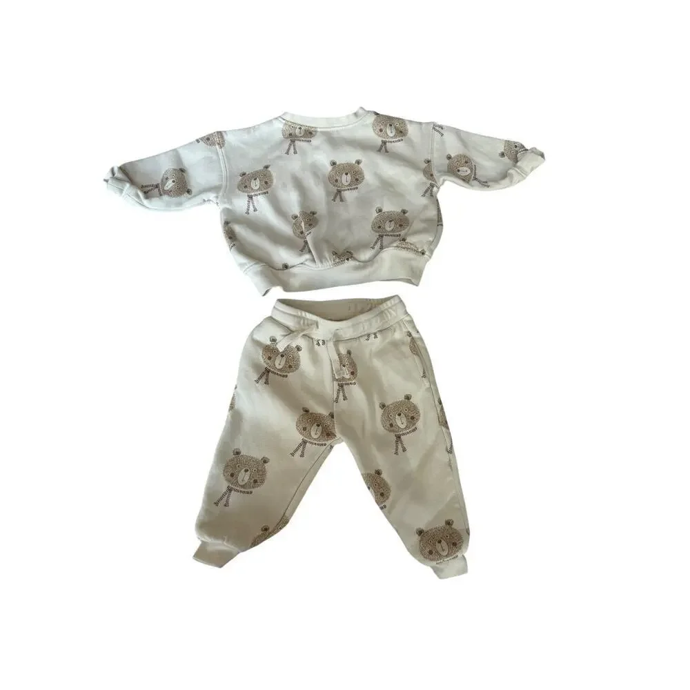 Rylee + Cru Baby Beige Bears Relaxed Sweatshirt Size 6-12 M